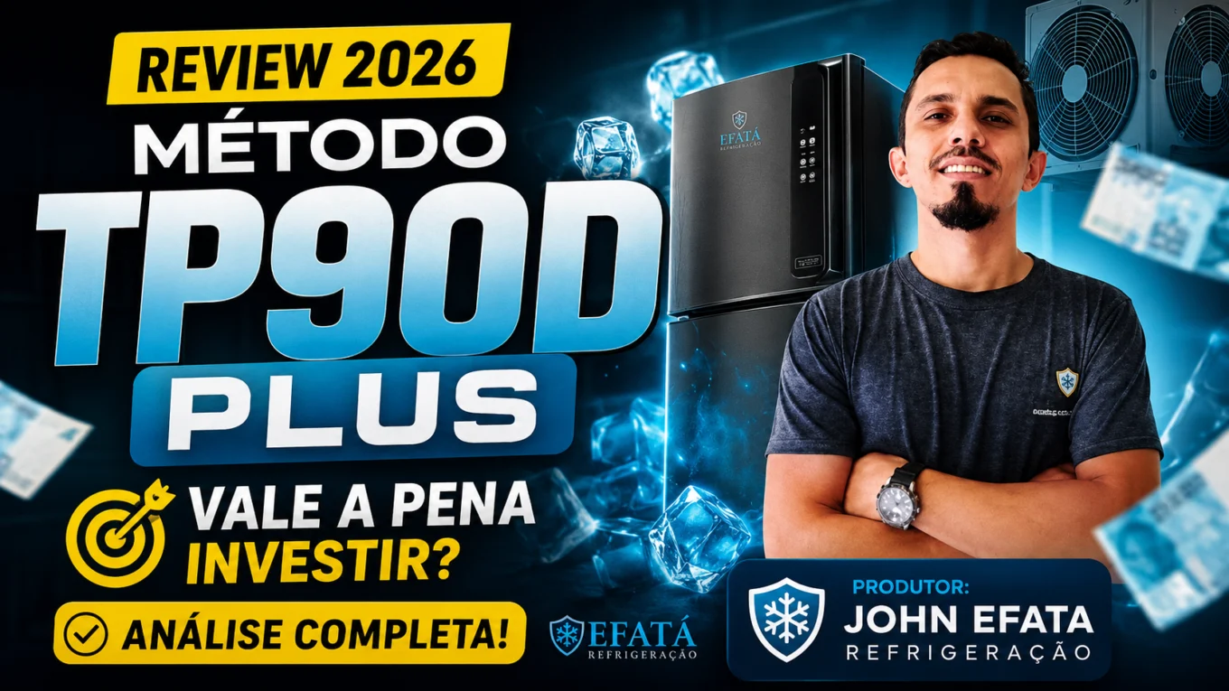 Método TP90D Plus de John Efata Refrigeração vale a pena review 2026 análise completa do curso de compra e venda de geladeiras.